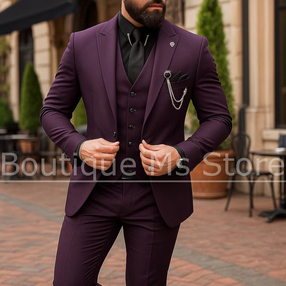 Men Formal Party Wear Outfit - Terno Masculino de 3 Peças: Jaqueta,