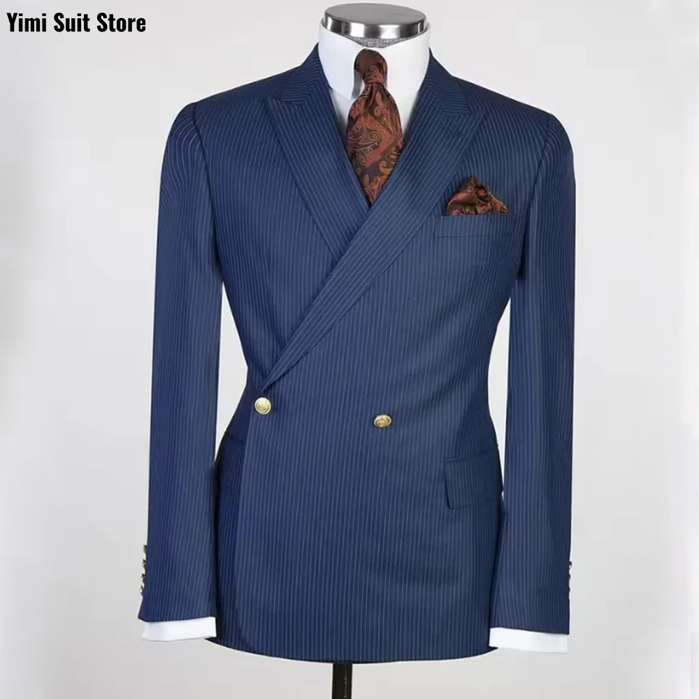 Men Formal Wear Modern - Ternos masculinos listrados, 2 peças, blazer