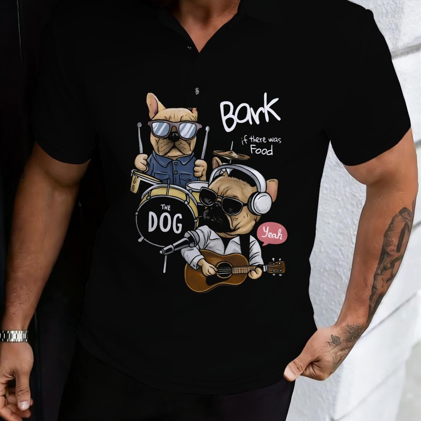 Men Formal Wear Shirts - Camisa Polo Casual Masculina Preta com