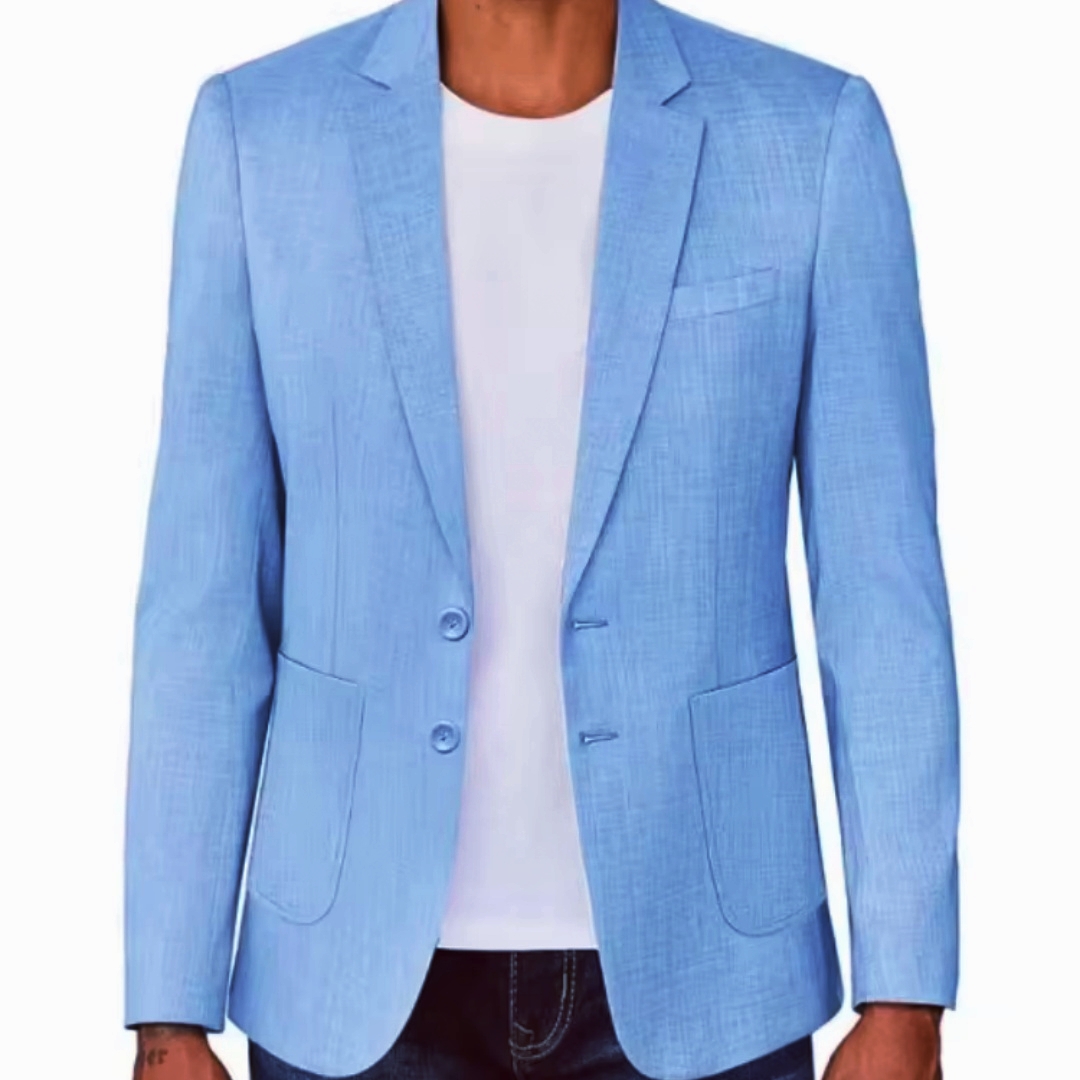 Men Formal Wear For Summer - Blazer Masculino Slim Fit Bege/Azul de