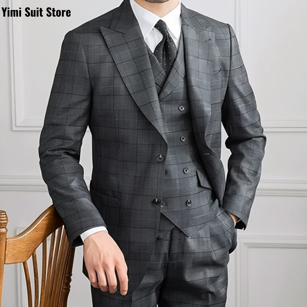 Yiminpwp terno masculino 3 peç - Men Formal Wear Modern avaliação e preço