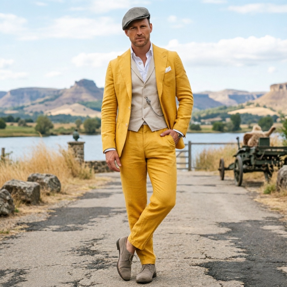 Terno Masculino de Linho Verde - Men Formal Party Wear Outfit avaliação e preço