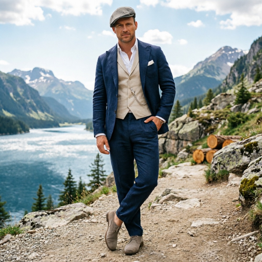 Terno Masculino de Linho Verde - Men Formal Party Wear Outfit avaliação e preço