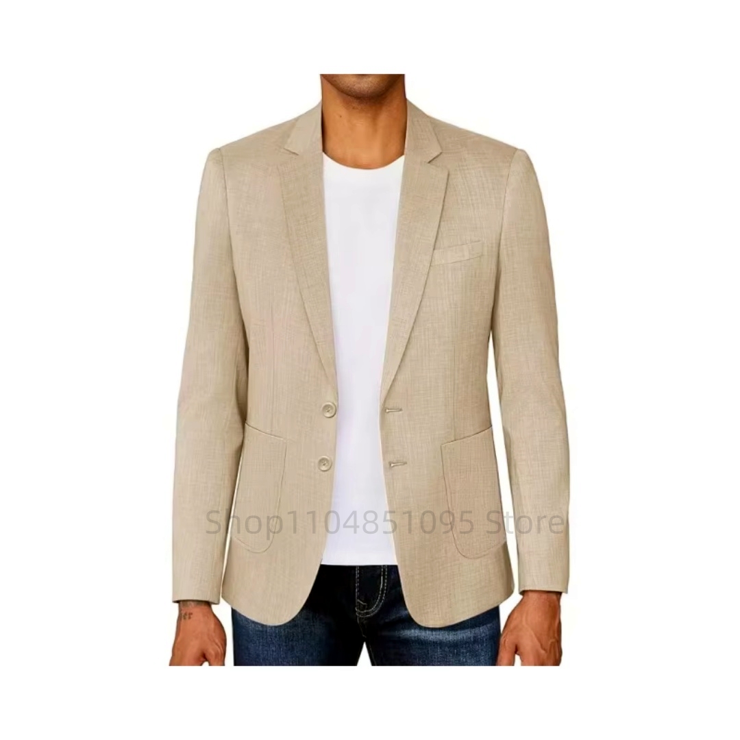 Blazer Masculino Slim Fit Bege - Men Formal Wear For Summer avaliação e preço