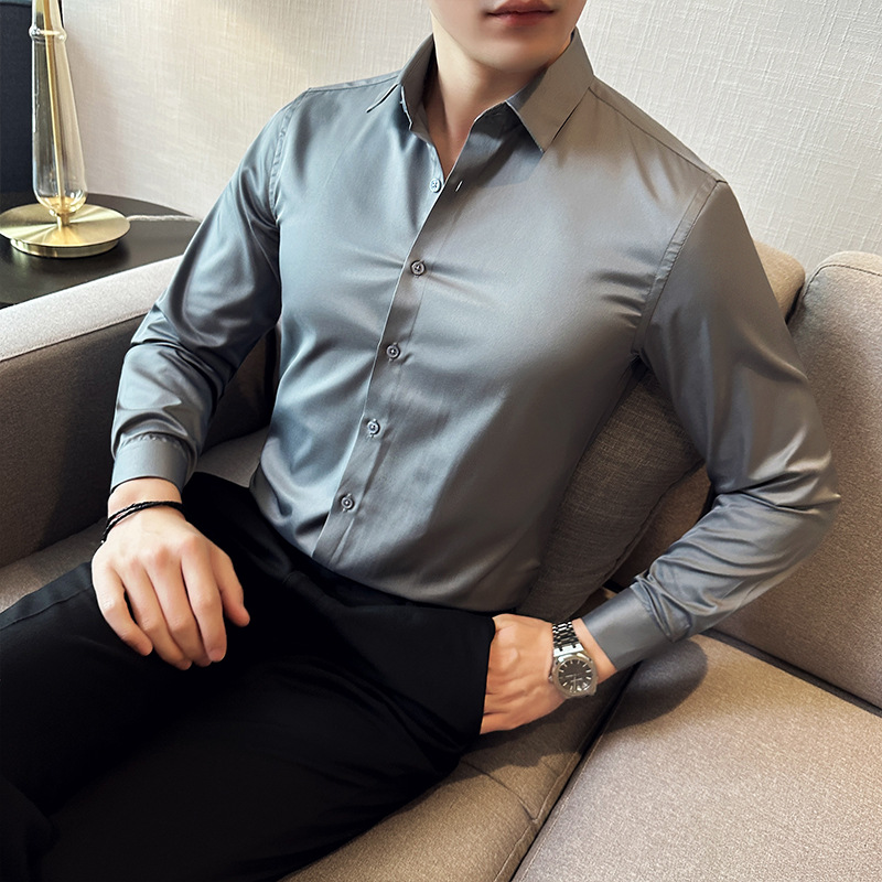 Camisa casual de seda sem cost - Men Formal Wear Shirts avaliação e preço